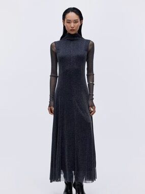 h and m grey maxi dress H&M V-Neck Bridesmaid Mesh Maxi Dress, Dark Grey